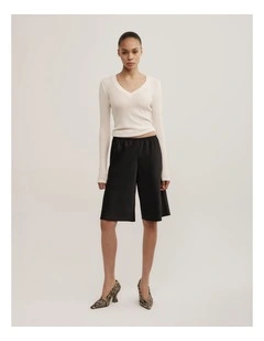 Satin Bermuda Short in Black