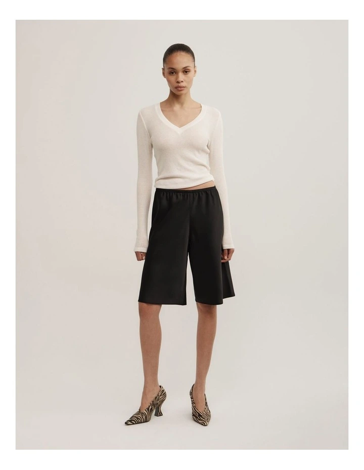 Satin Bermuda Short in Black image 1