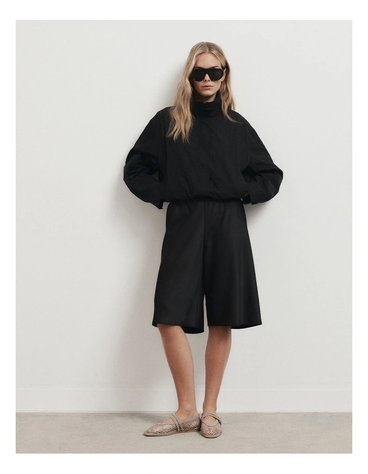 Satin Bermuda Short in Black image 2