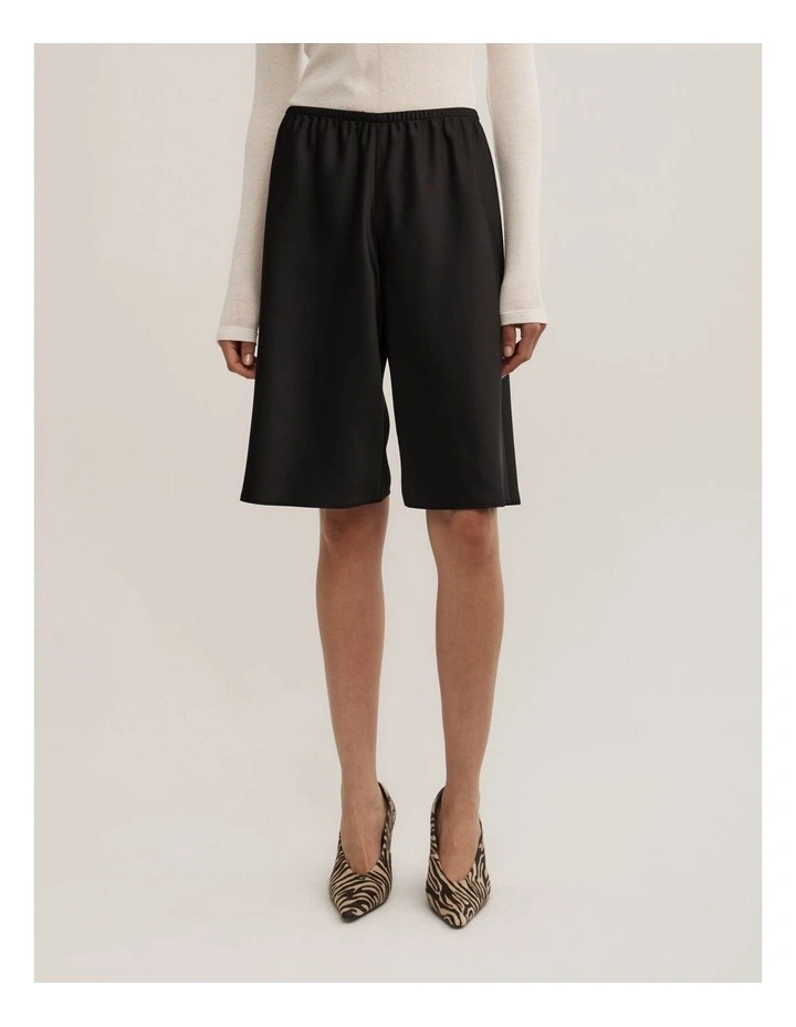Satin Bermuda Short in Black image 3