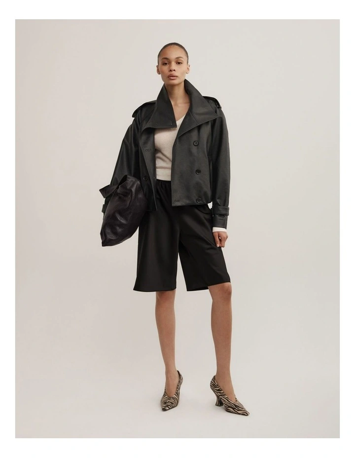 Satin Bermuda Short in Black image 4