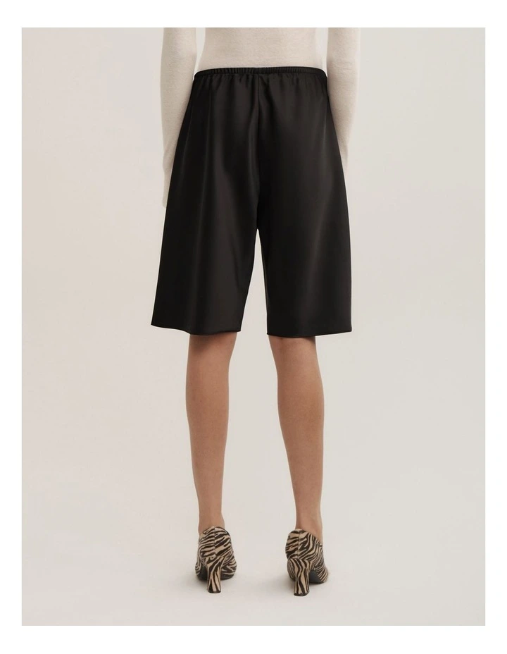 Satin Bermuda Short in Black image 6