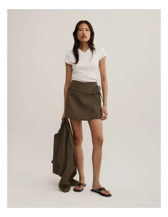 Wrap Tie Skirt in Khaki