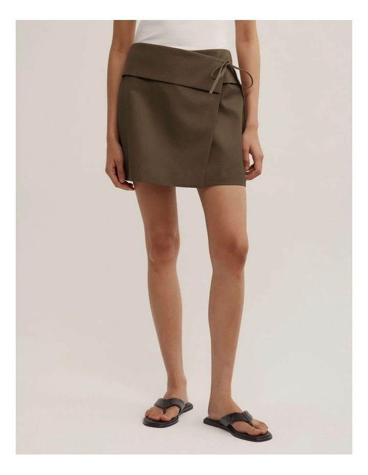 Wrap Tie Skirt in Khaki image 2
