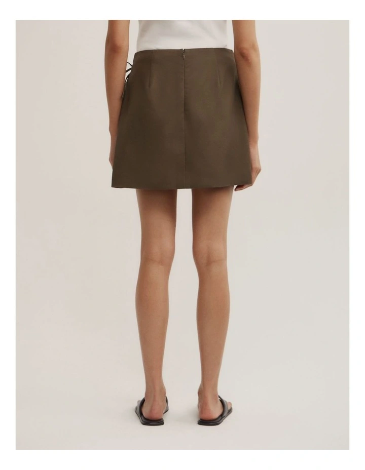 Wrap Tie Skirt in Khaki image 4