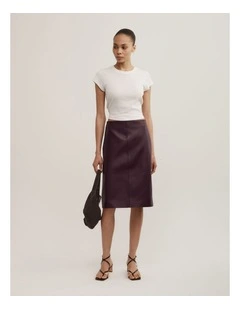 Split Back Midi Skirt in Plum