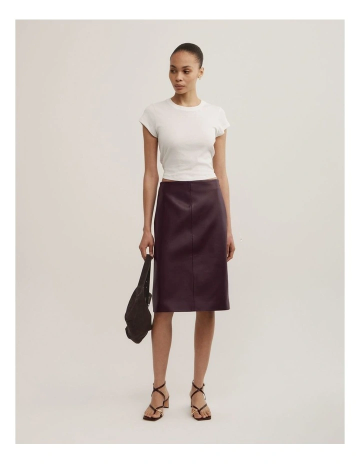 Split Back Midi Skirt in Plum image 1