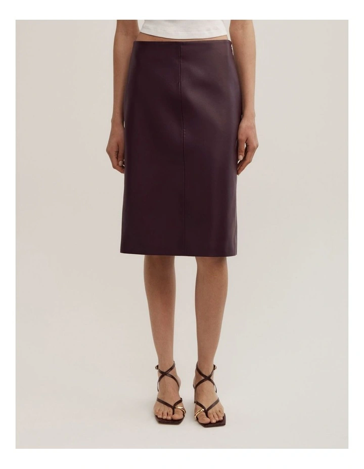 Split Back Midi Skirt in Plum image 2