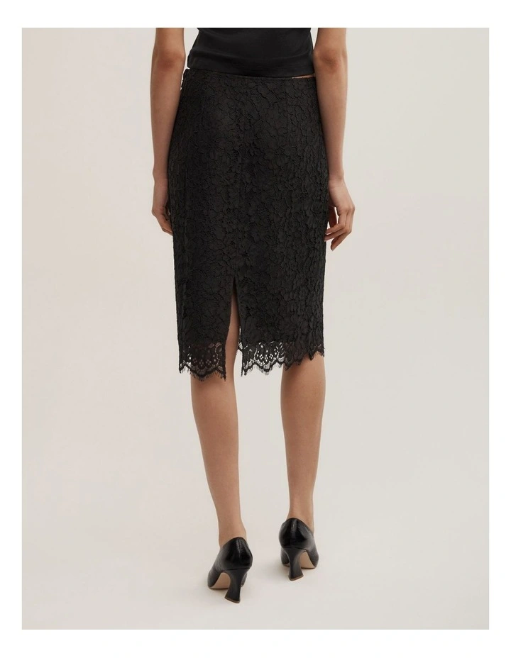 Lace Midi Skirt in Black image 6