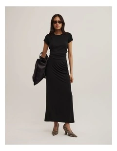 Side Gather Skirt in Black