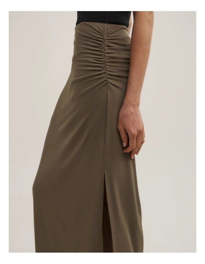 Side Gather Skirt in Khaki image 5