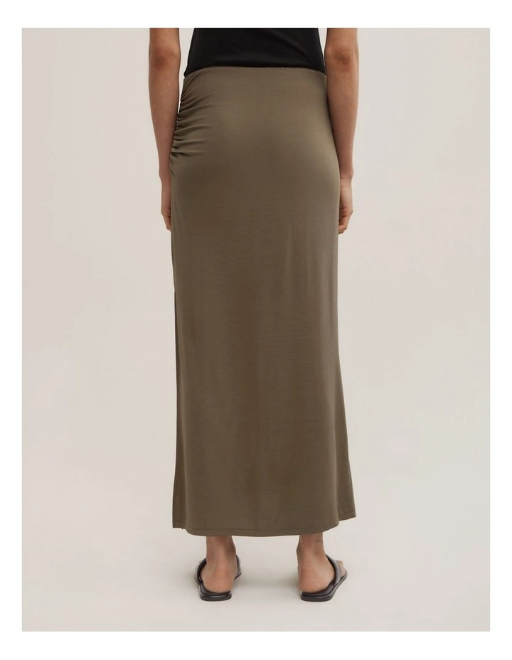 Side Gather Skirt in Khaki image 6