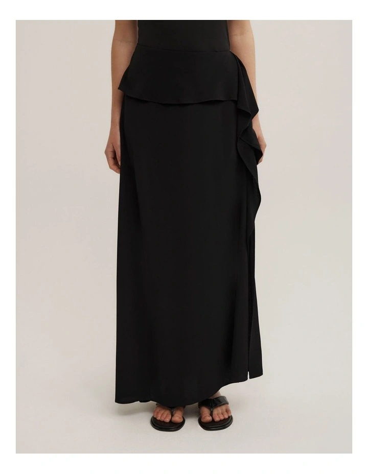 Wrapped Maxi Skirt in Black image 4
