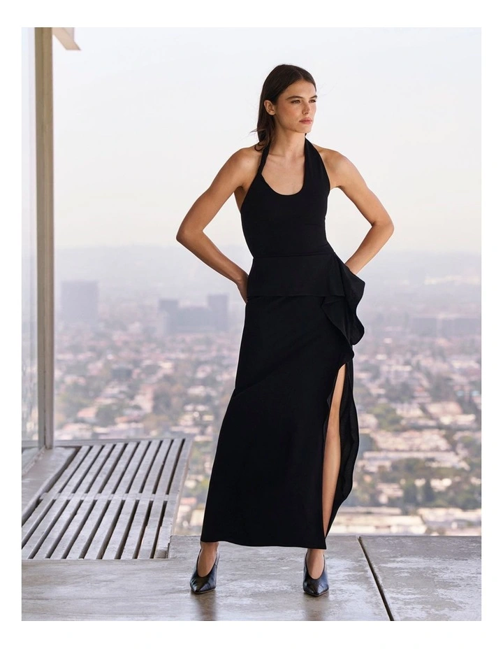 Wrapped Maxi Skirt in Black image 5