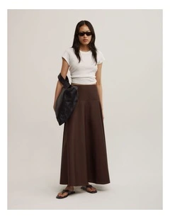 Cotton Basque Skirt in Espresso