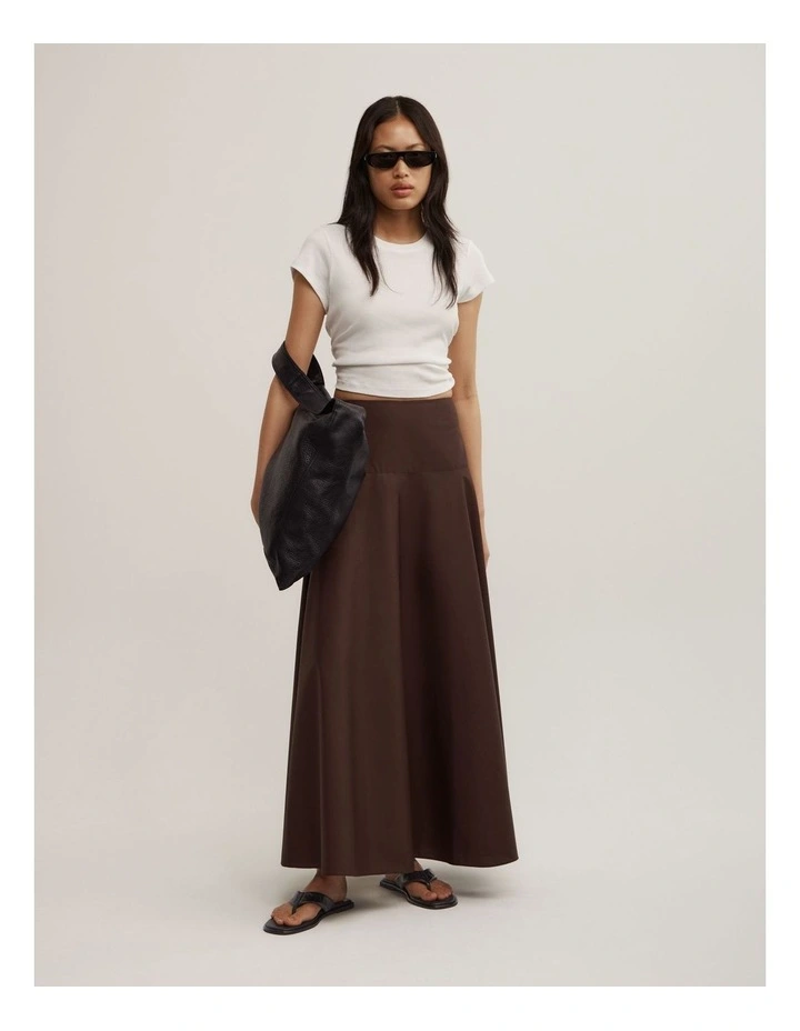 Cotton Basque Skirt in Espresso image 1