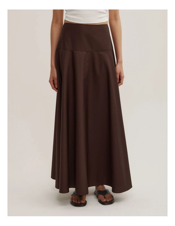 Cotton Basque Skirt in Espresso image 2