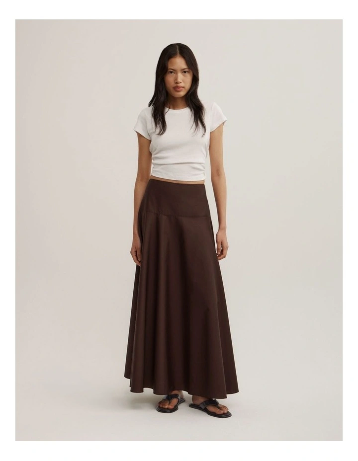 Cotton Basque Skirt in Espresso image 3