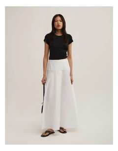 Cotton Basque Skirt in Fresh White