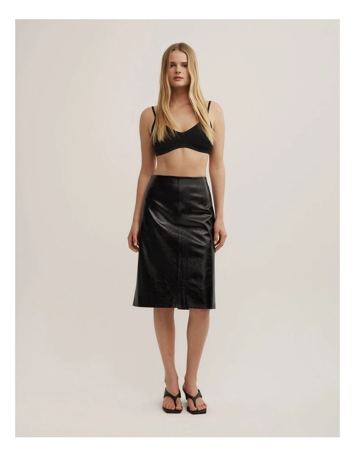 Split Midi Skirt in Black image 3