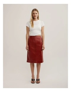 Split Midi Skirt in Red