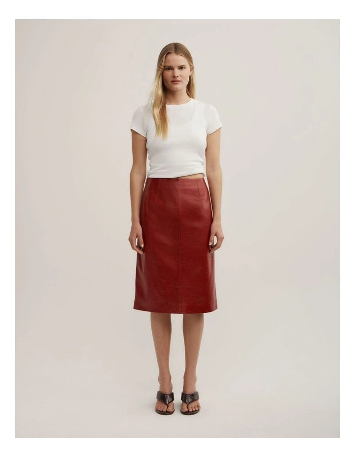 Split Midi Skirt in Red image 1