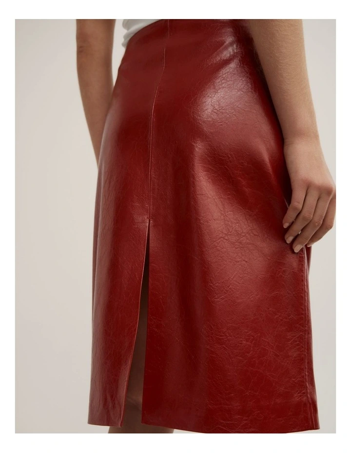 Split Midi Skirt in Red image 3