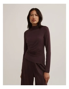 Long Sleeve Jersey Top in Espresso