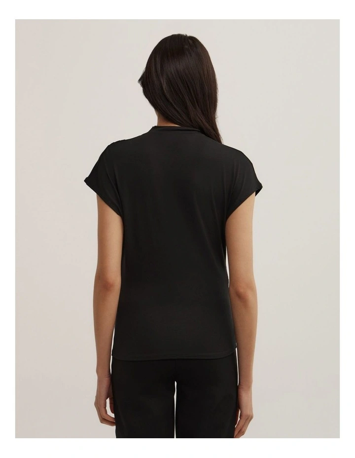 Draped High Neck Top in Black image 5