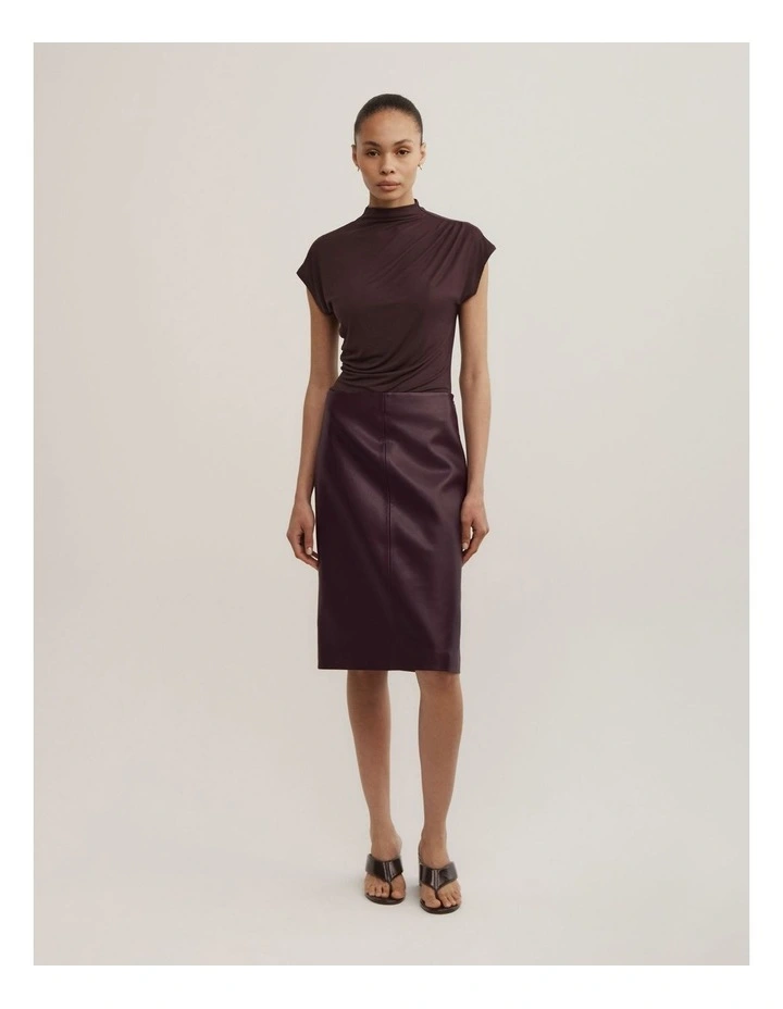Draped High Neck Top in Espresso image 2