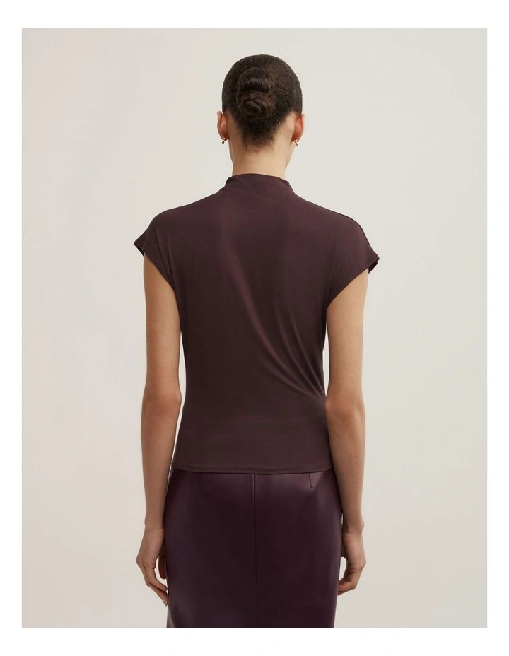 Draped High Neck Top in Espresso image 4