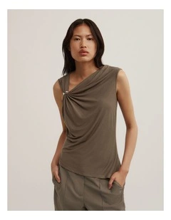 Trim Detail Top in Khaki