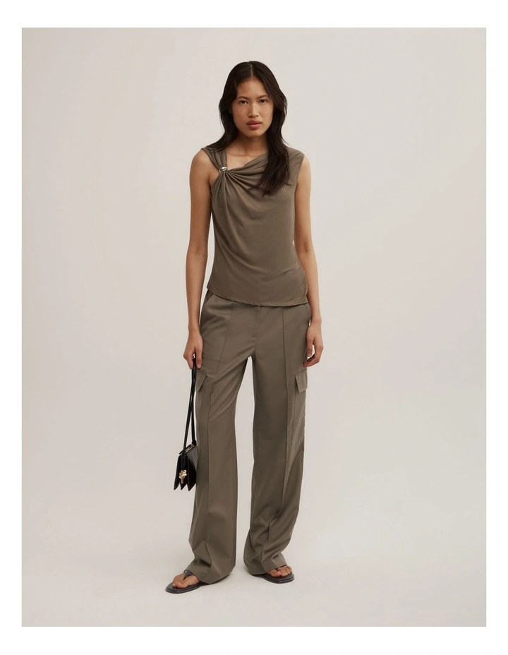 Trim Detail Top in Khaki image 2