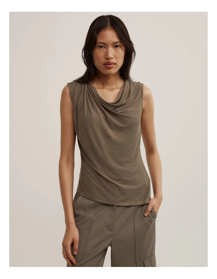 Trim Detail Top in Khaki image 4