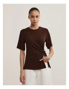 Twist Detail T-shirt in Espresso
