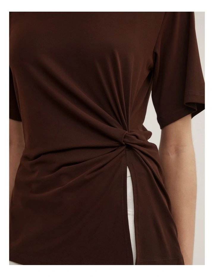 Twist Detail T-shirt in Espresso image 3