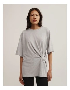 Tuck Waist T-shirt in Grey Marle