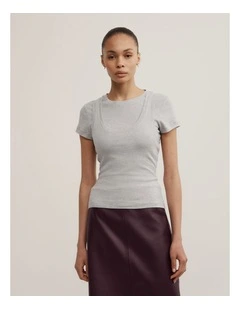 Overlay T-shirt in Light Grey Marle