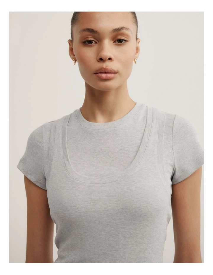 Overlay T-shirt in Light Grey Marle image 3
