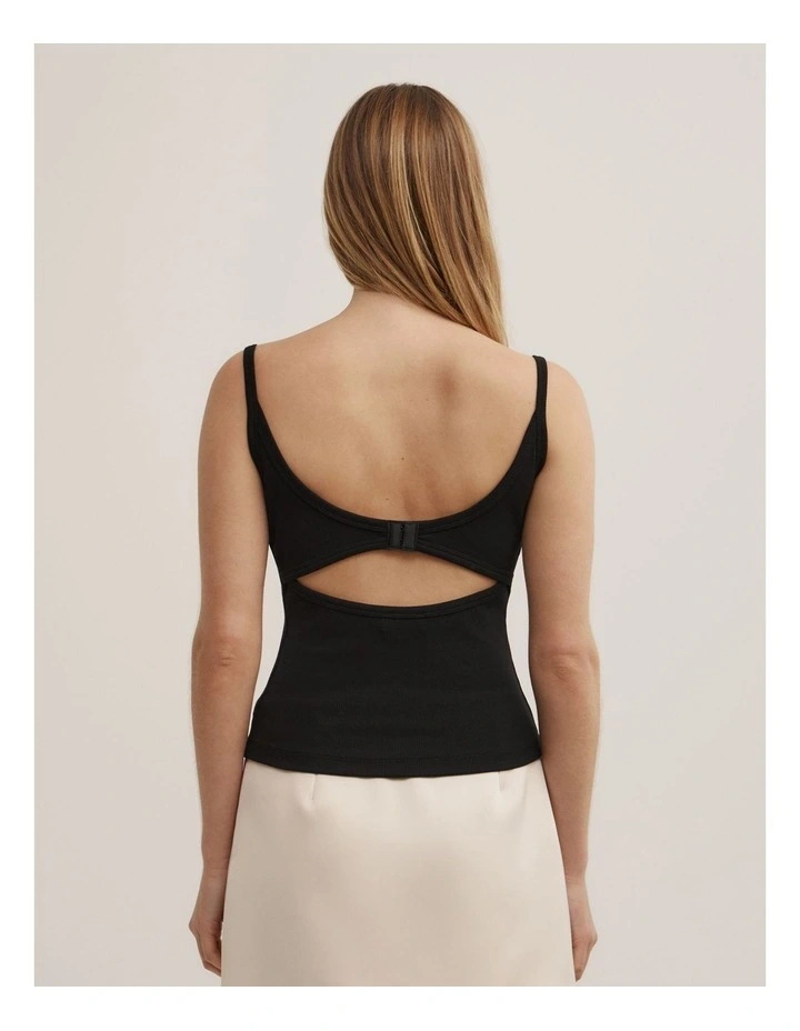 Open Back Tank Top in Black image 5