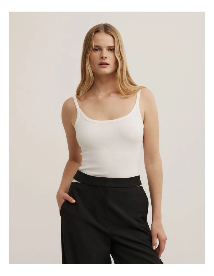 Open Back Tank Top in Fresh White image 1