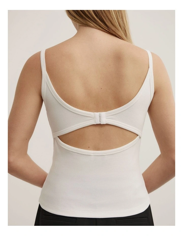 Open Back Tank Top in Fresh White image 3