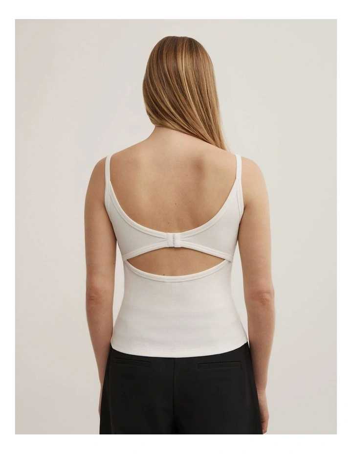 Open Back Tank Top in Fresh White image 5