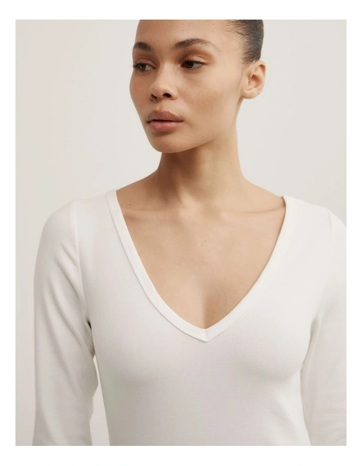 3/4 Sleeve T-shirt in Fresh White image 4
