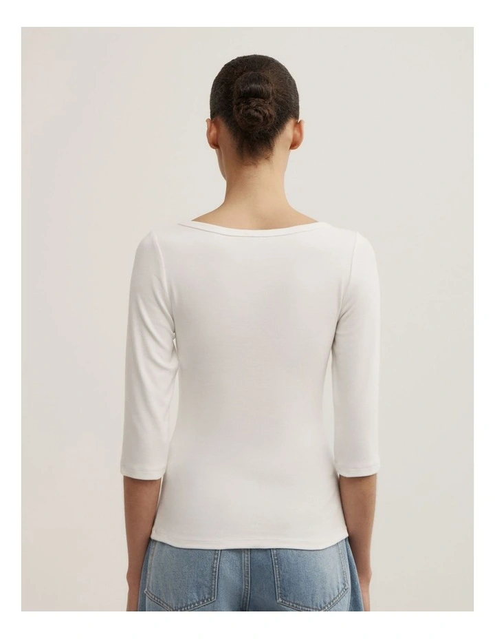 3/4 Sleeve T-shirt in Fresh White image 5