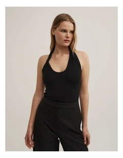 Jersey Twist Bodysuit in Black