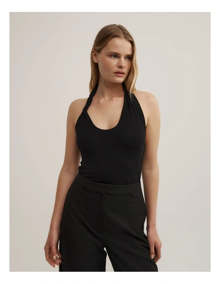 Jersey Twist Bodysuit in Black image 1