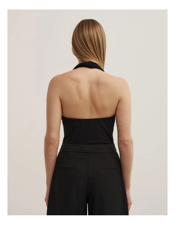 Jersey Twist Bodysuit in Black image 4