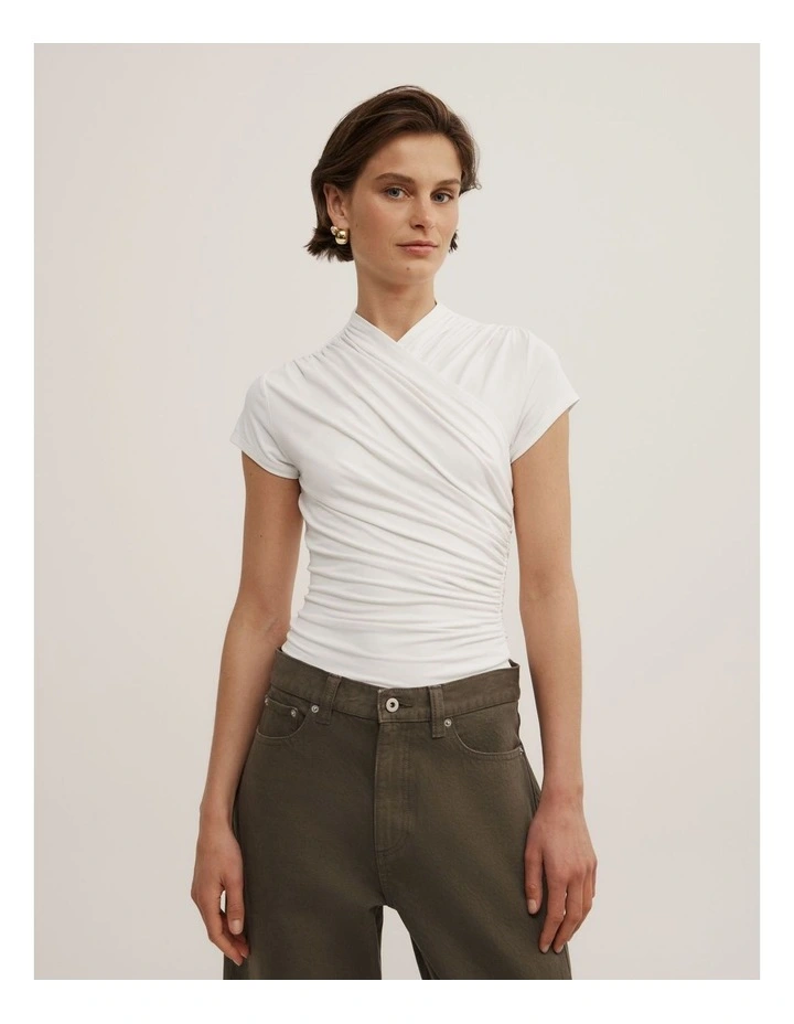 Wrap Cap Sleeve T-shirt in Fresh White image 1