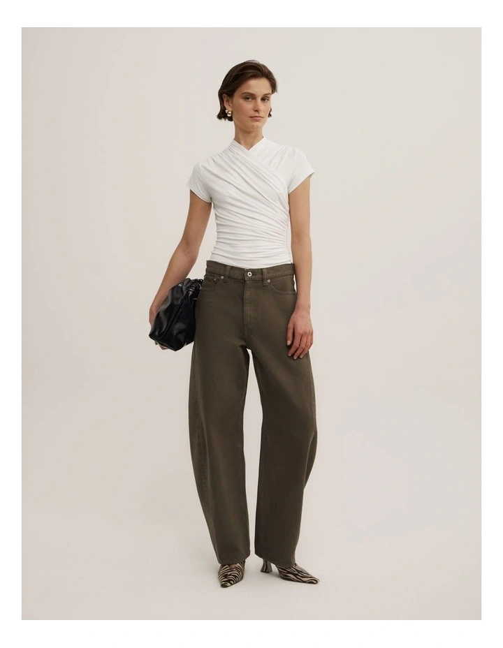 Wrap Cap Sleeve T-shirt in Fresh White image 2